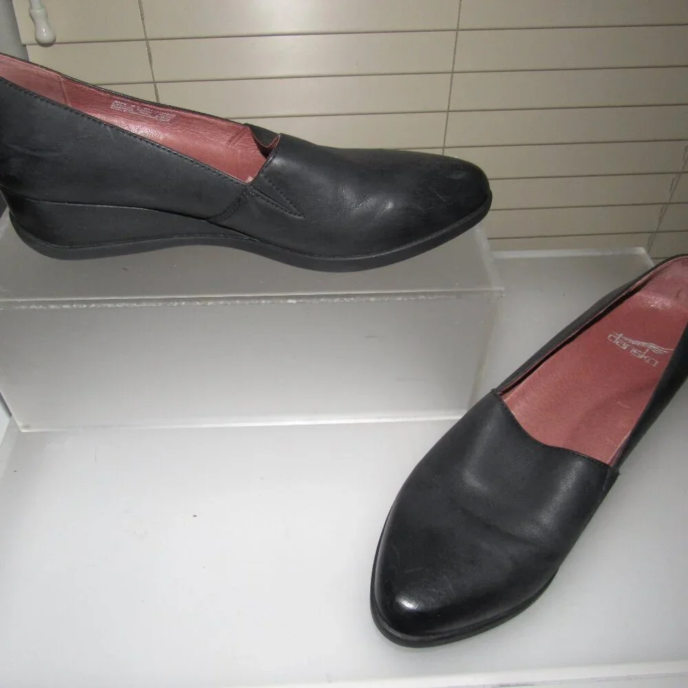 Dansko Shanda Waterproof Black Leather Wedge Loafers | EU 41 (US 10.5 - 11)